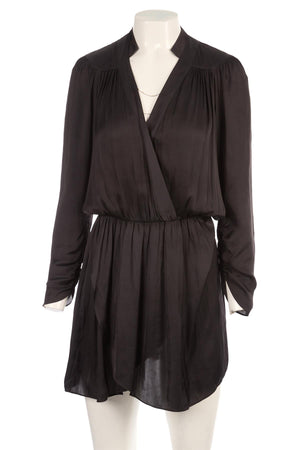 ZADIG & VOLTAIRE BLACK SATIN MINI DRESS XSMALL