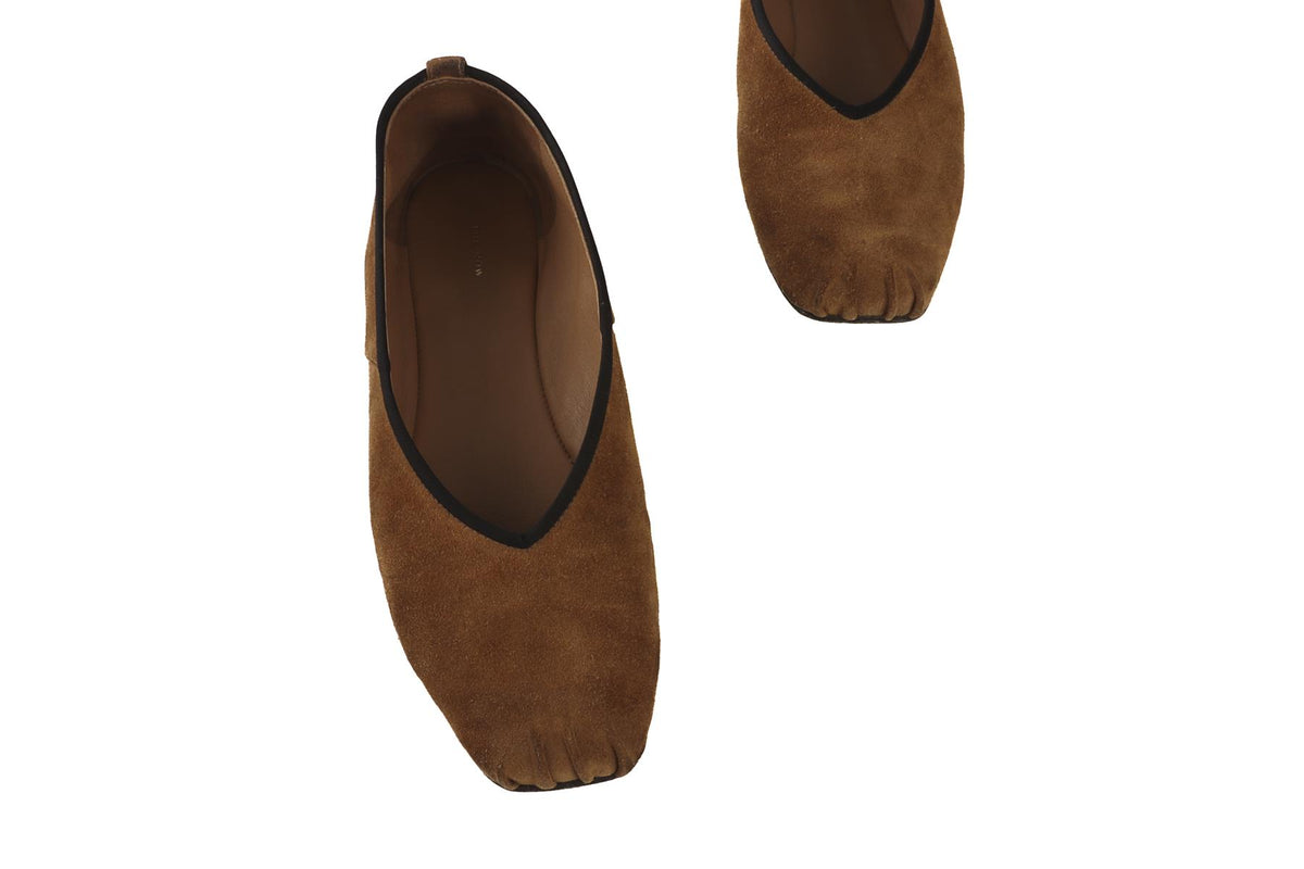 THE ROW TAN SUEDE BALLET FLATS  EU 38 UK 5 US 8