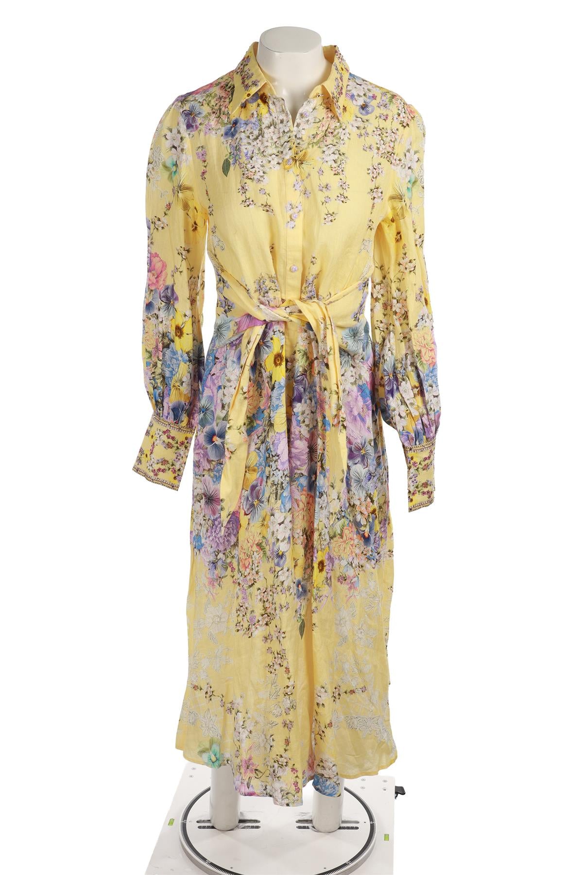 CAMILLA YELLOW LINEN MAXI DRESS SMALL
