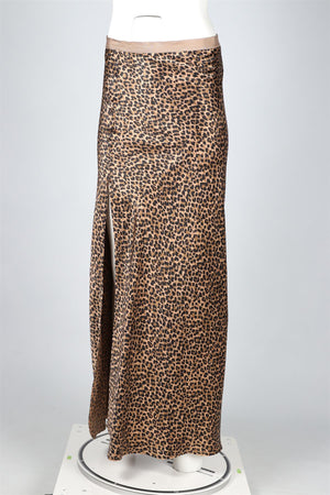 NILI LOTAN BROWN SILK MAXI SKIRT US 10 UK 14