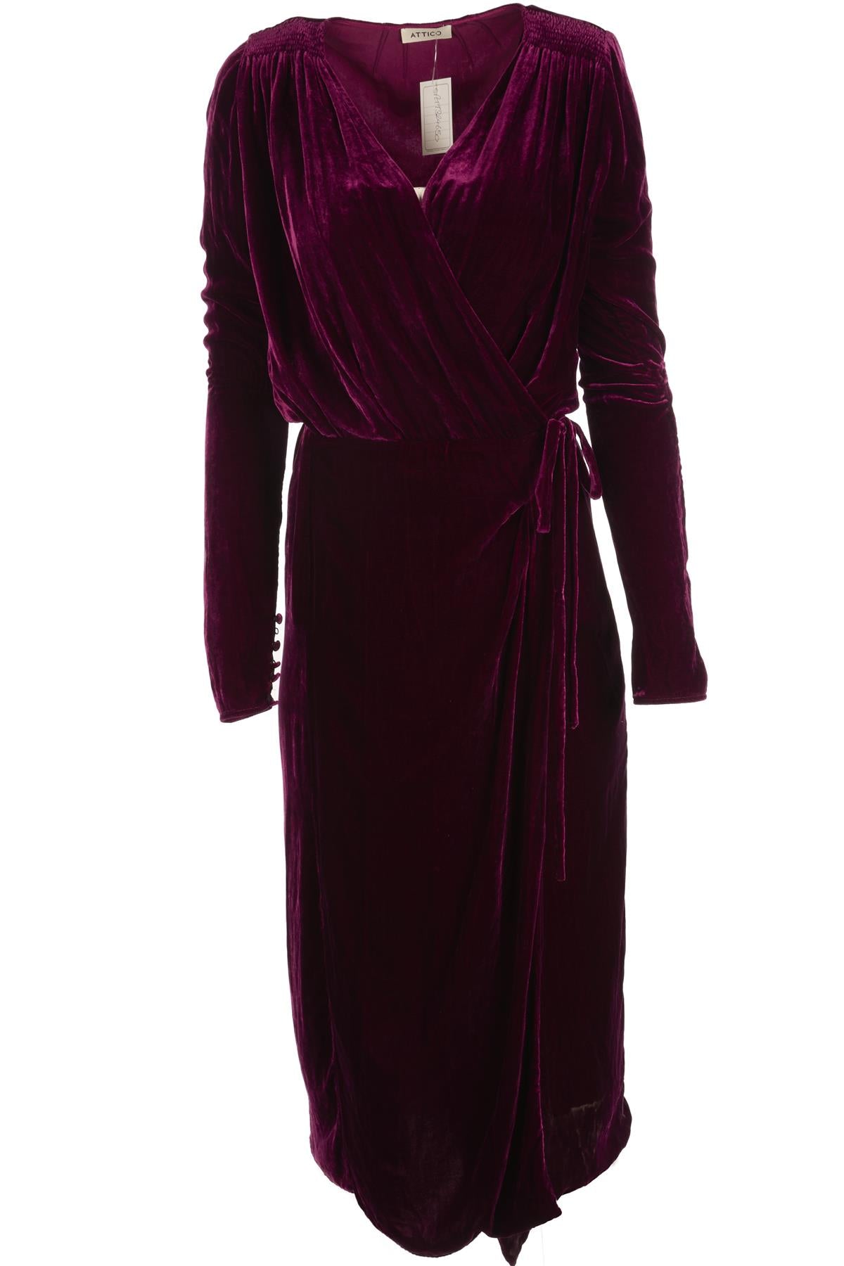 ATTICO PURPLE VELVET MAXI DRESS UK 8