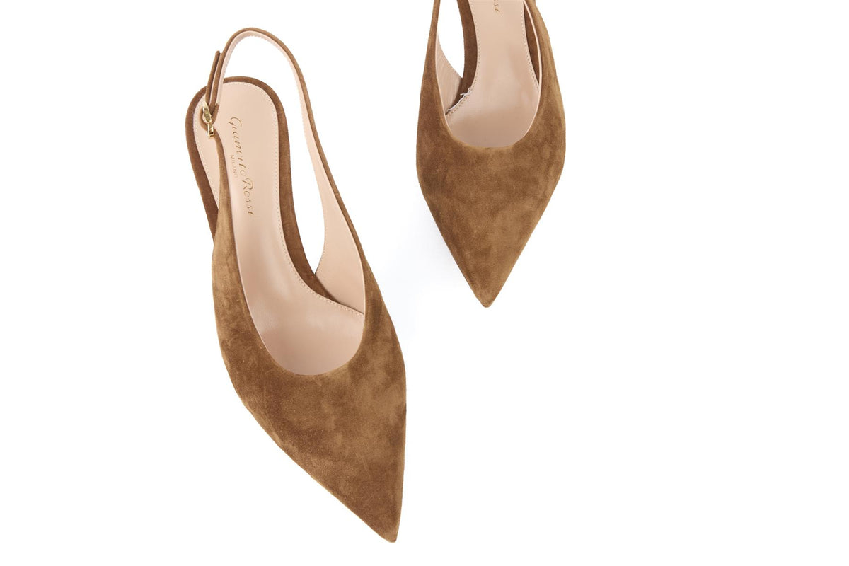 GIANVITO ROSSI BROWN SUEDE SLINGBACK PUMPS EU 38 UK 5 US 8