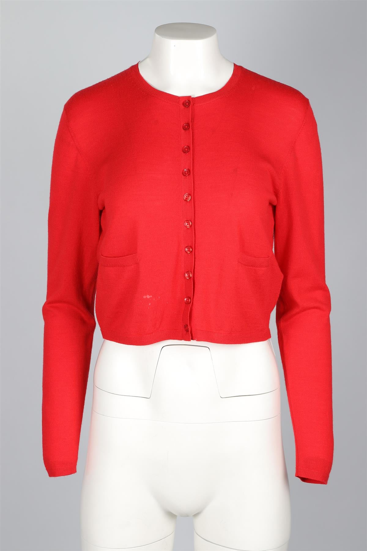 LESET RED WOOL CARDIGAN XSMALL