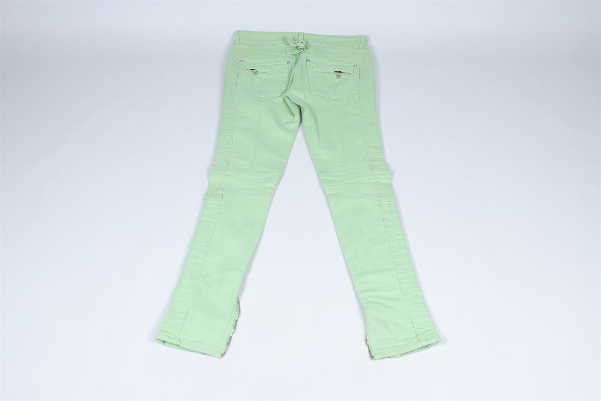 BALMAIN GREEN LOW RISE SKINNY JEANS FR 36 UK 8