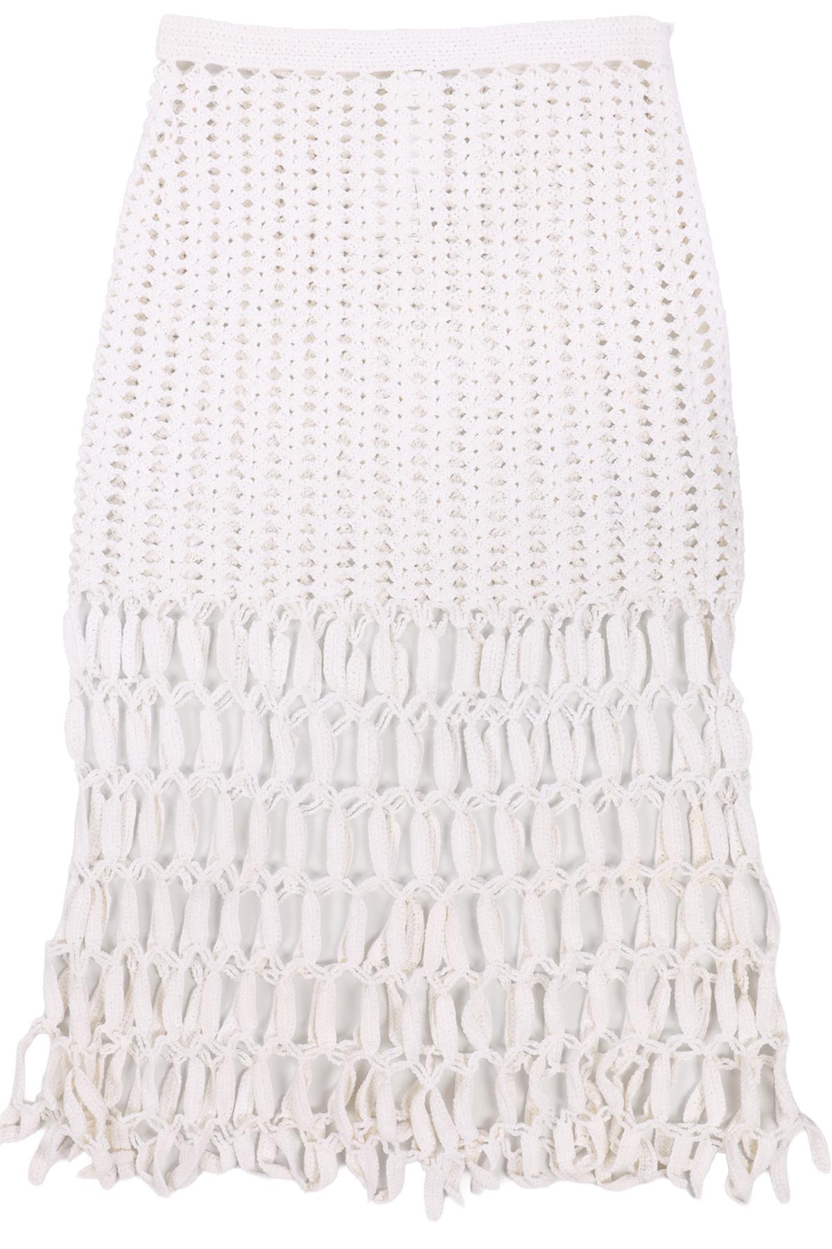 ROSETTA GETTY WHITE CROCHET MIDI SKIRT US 2 UK 6
