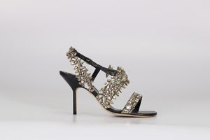 ALEXANDER MCQUEEN CRYSTAL AND LEATHER SANDALS EU 38.5 UK 5.5 US 8.5