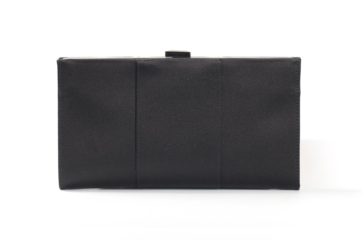 ROGER VIVIER BLACK PILGRIM MINI CRYSTAL AND SATIN CLUTCH