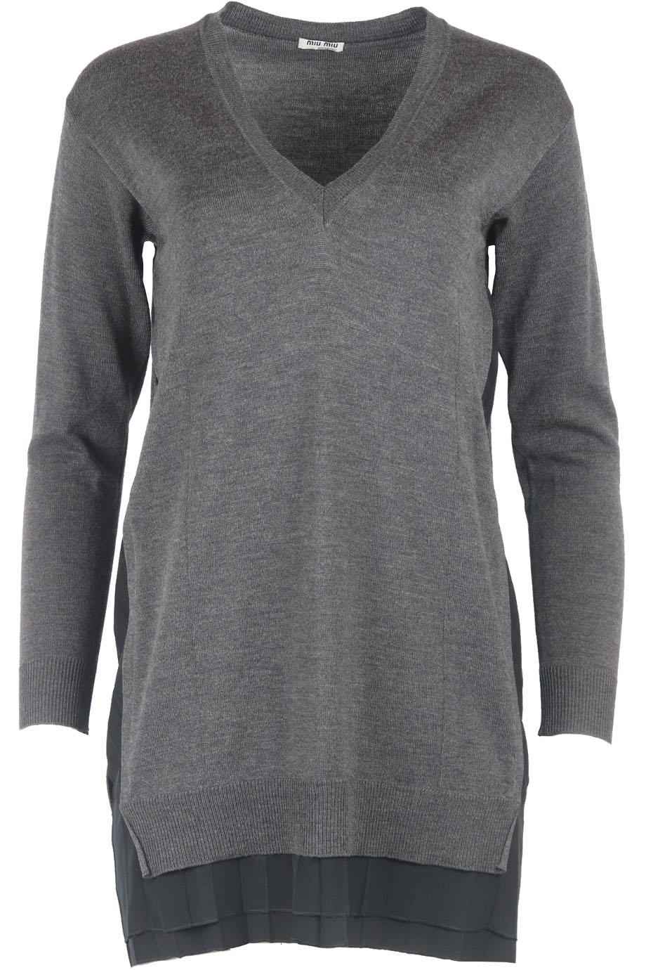 MIU MIU SILK TRIMMED WOOL SWEATER DRESS IT 38 UK 6