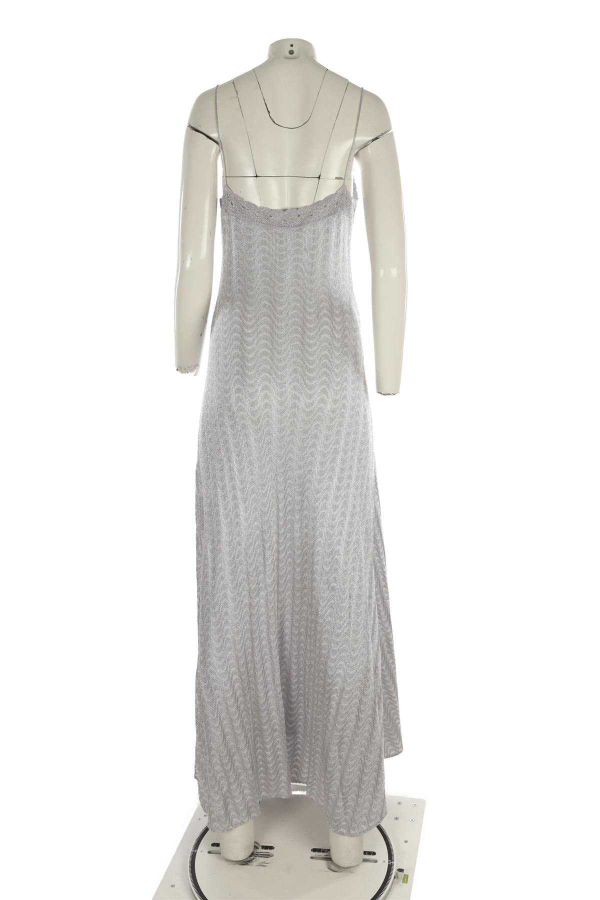 MISSONI SILVER CROCHET MAXI DRESS IT 42 UK 10