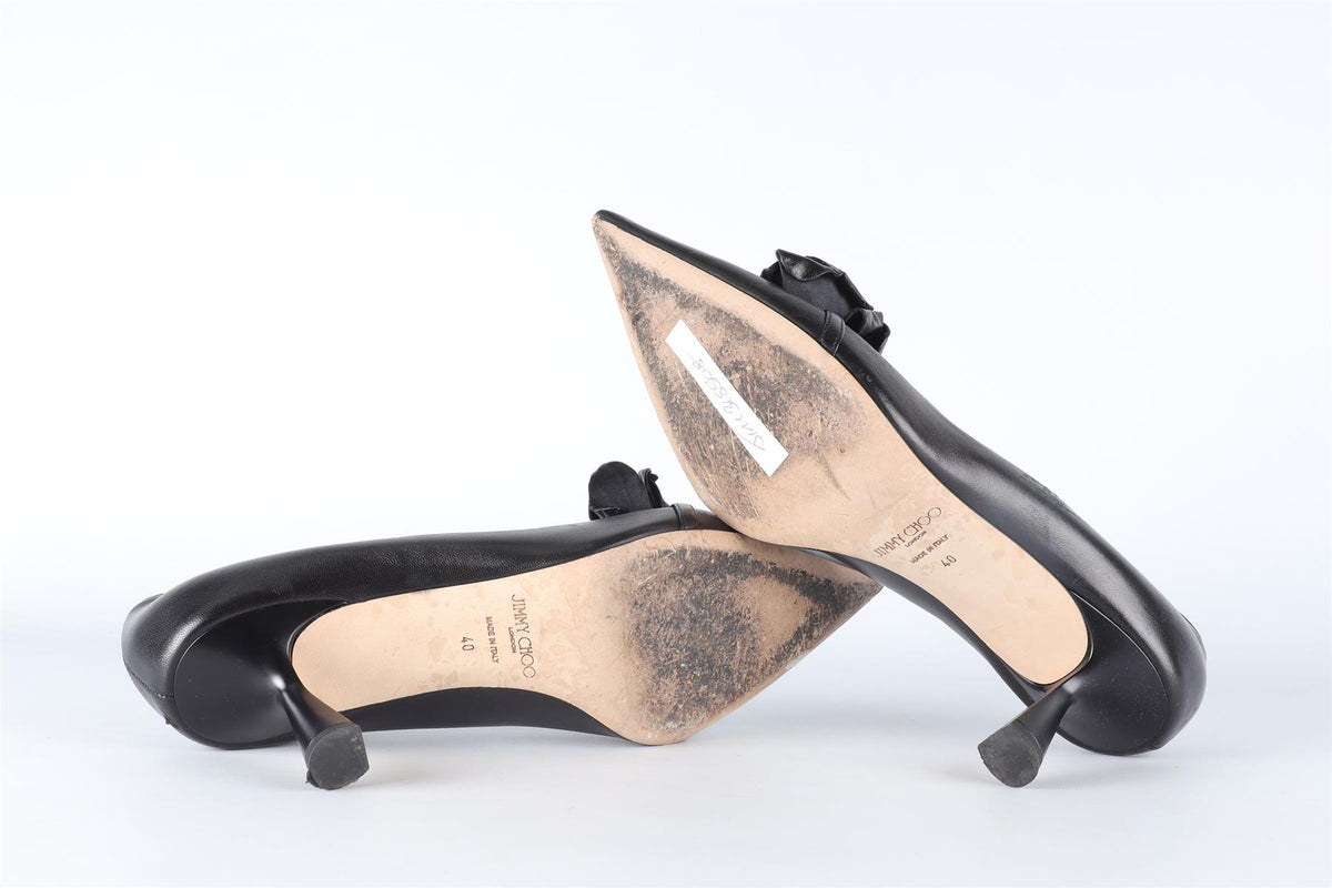 JIMMY CHOO BLACK LEATHER PUMPS EU 40 UK 7 US 10
