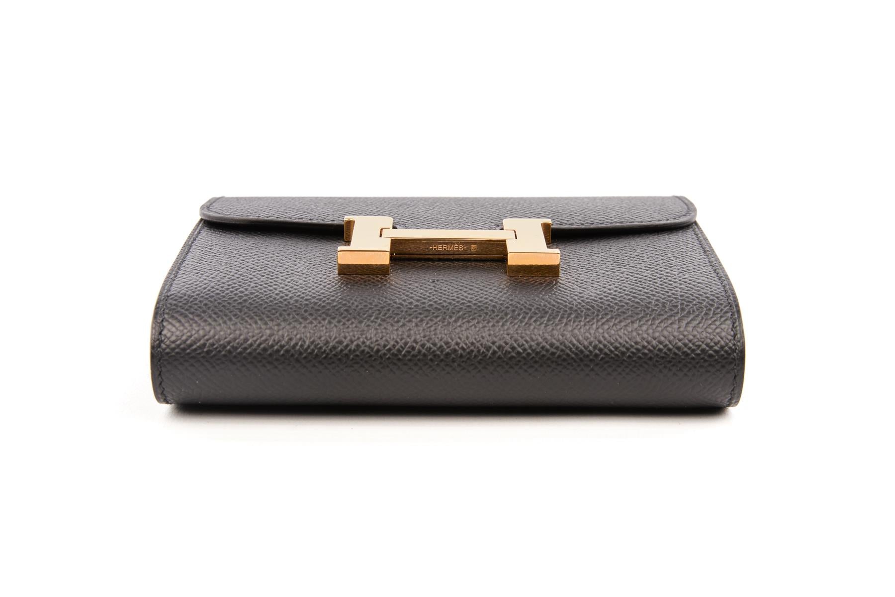 HERMÈS BLACK 2020 CONSTANCE COMPACT EPSOM LEATHER WALLET