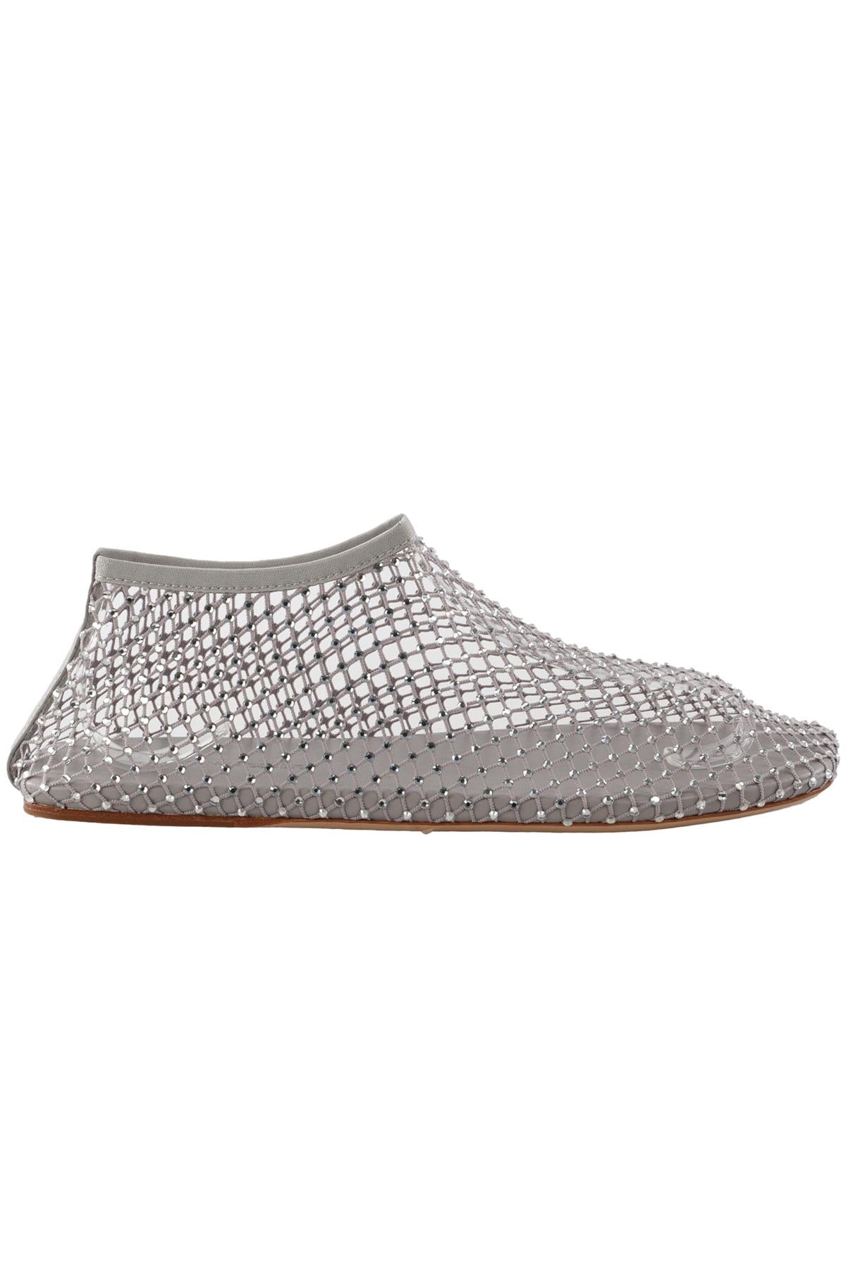CHRISTOPHER ESBER GREY CRYSTAL AND MESH BALLET FLATS EU 38 UK 5 US 8
