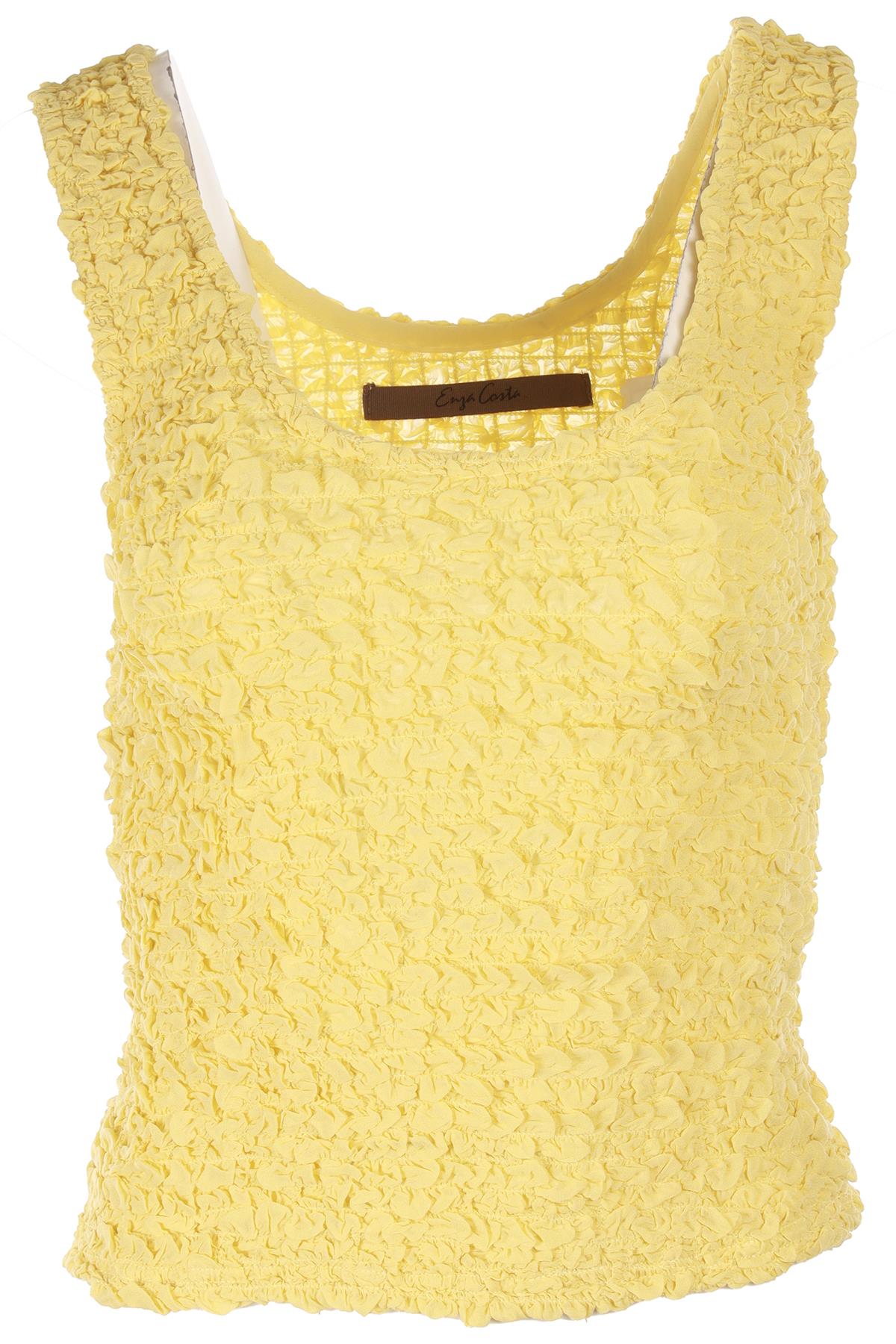 ENZA COSTA YELLOW CREPE TOP XSMALL