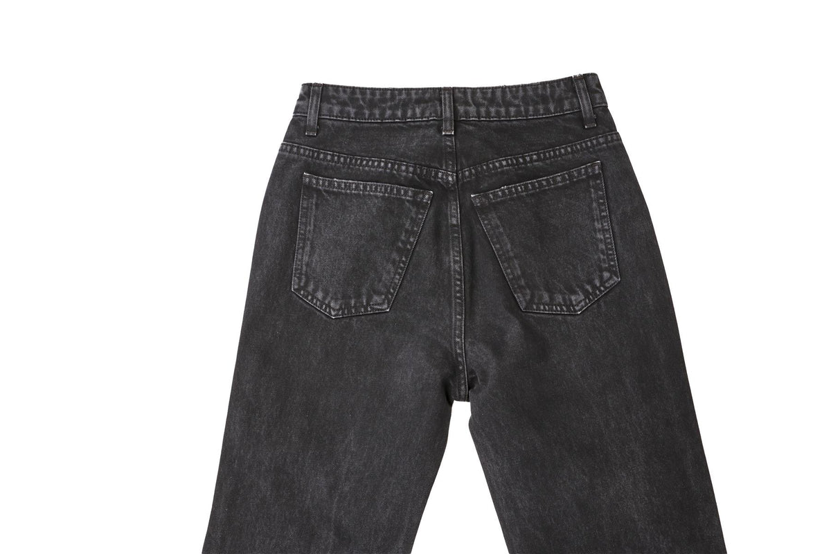 BLACK HIGH RISE STRAIGHT LEG JEANS