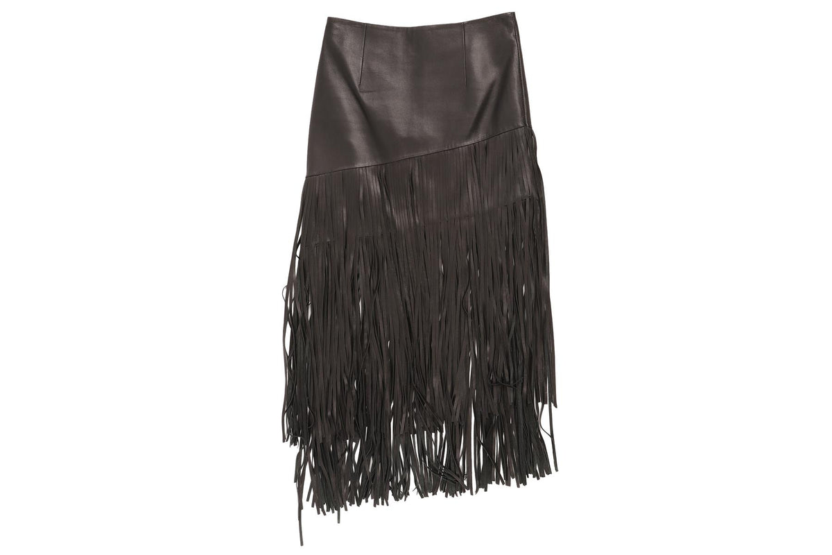 INTERMIX BLACK LEATHER MIDI SKIRT XSMALL