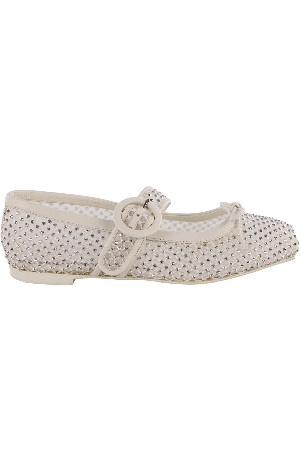 CHRISTIAN LOUBOUTIN WHITE MAMASTRAPITINA MESH BALLET FLATS EU 36 UK 3 US 6