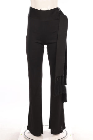 GALVAN LONDON BLACK SATIN FLARED PANTS FR 36 UK 8