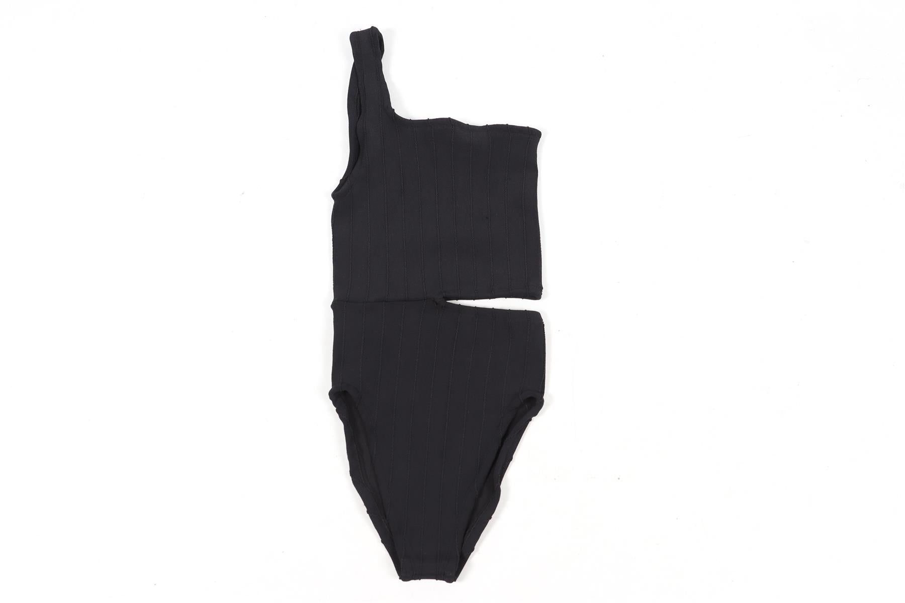 HUNZA G BLACK KNIT SWIMSUIT SMALL