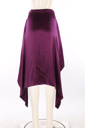 SIES MARJAN PURPLE SILK MIDI SKIRT US 4 UK 8