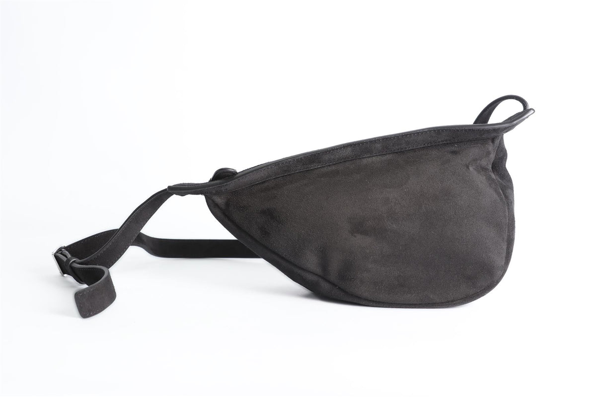 THE ROW BLACK SLOUCHY BANANA SMALL SUEDE SHOULDER BAG
