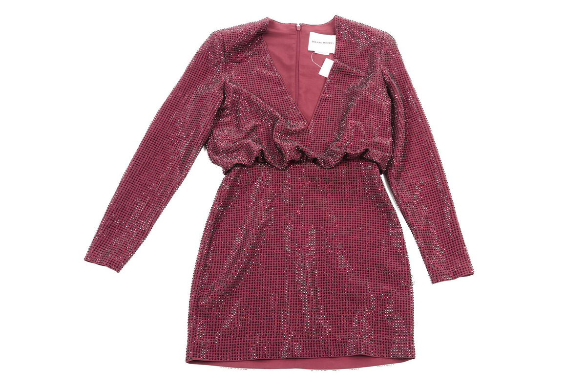 ROLAND MOURET RED CRYSTAL MINI DRESS UK 8