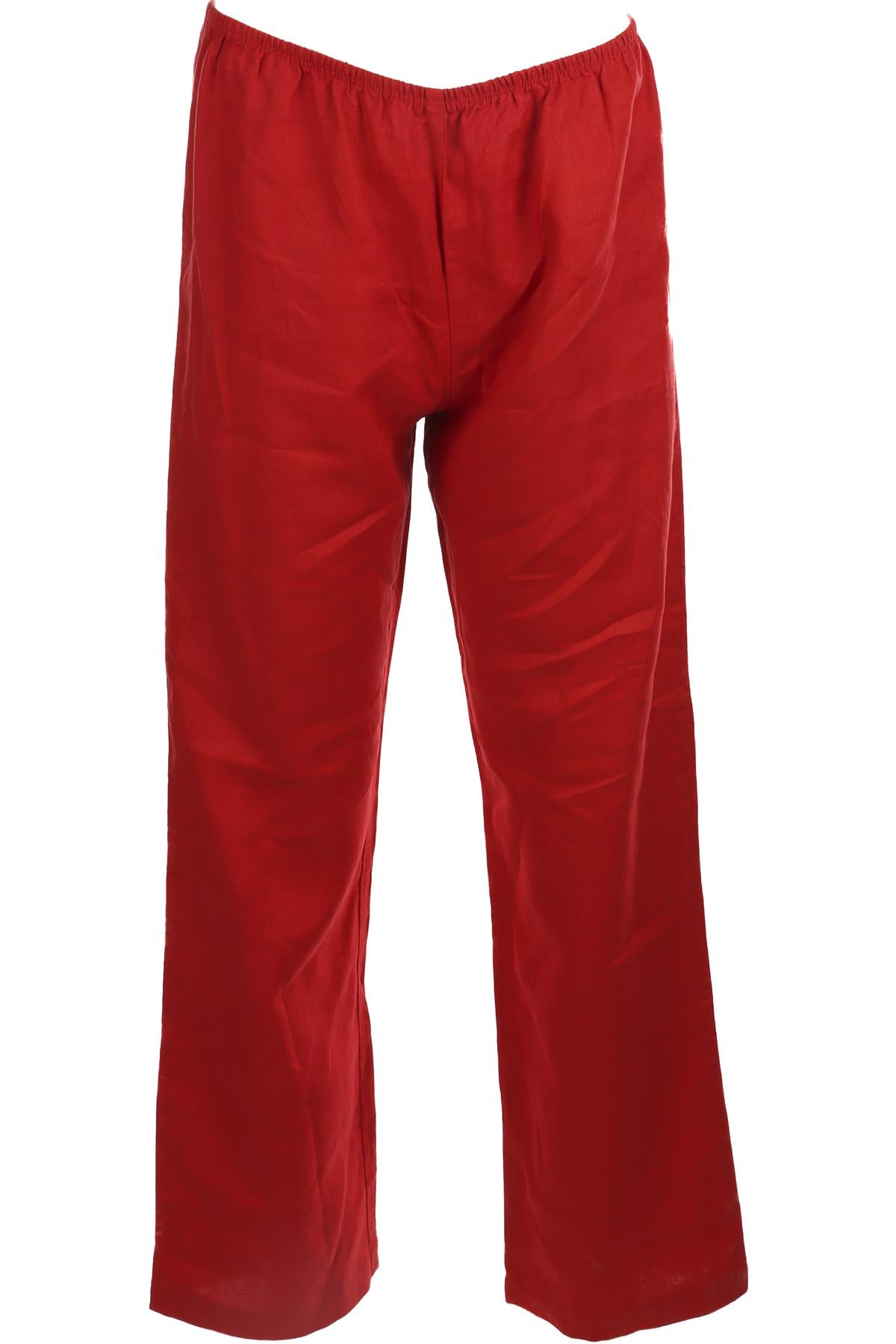 DONNI RED LINEN STRAIGHT LEG PANTS SMALL
