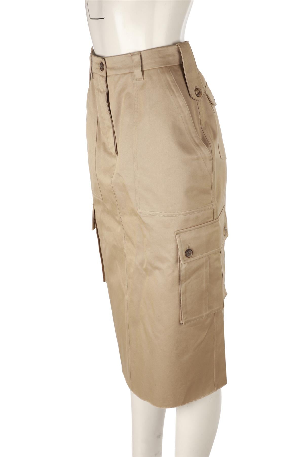 MIU MIU BEIGE COTTON MIDI SKIRT IT 40 UK 8