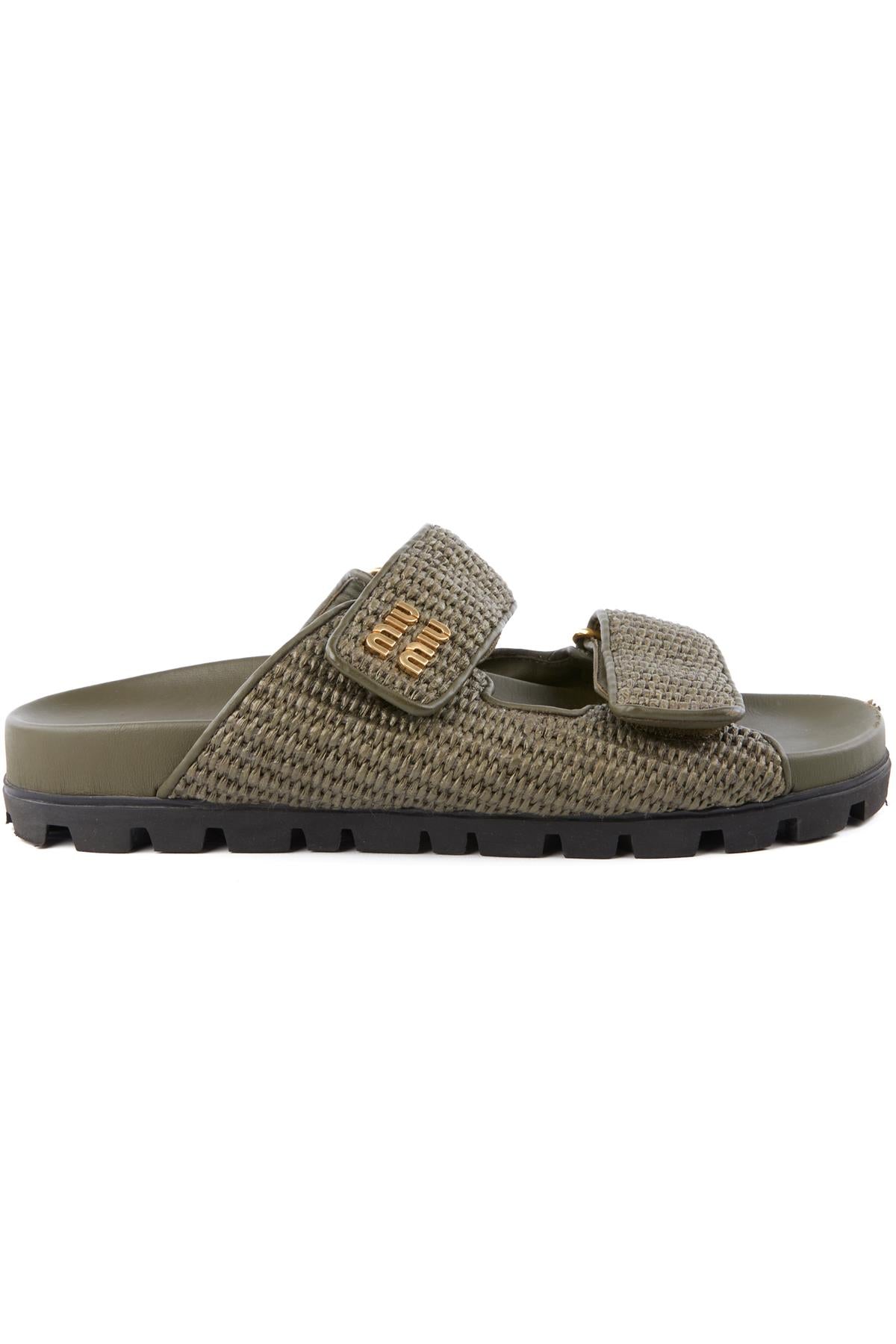 MIU MIU GREEN CROCHET SLIDES EU 40 UK 7 US 10