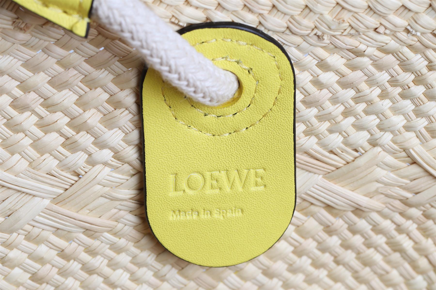 LOEWE YELLOW ANAGRAM MEDIUM STRAW SHOULDER BAG