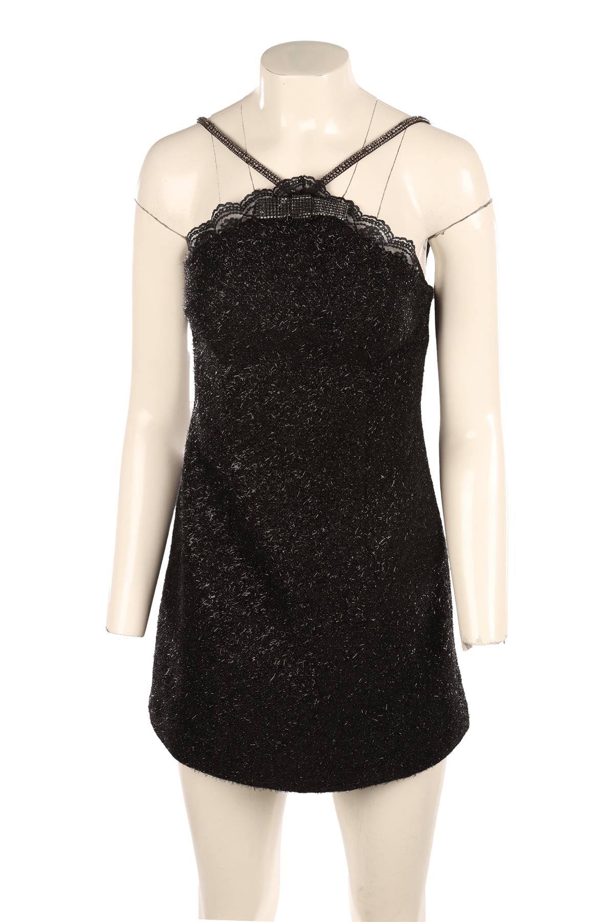 SELF-PORTRAIT BLACK WOOL MINI DRESS UK 8