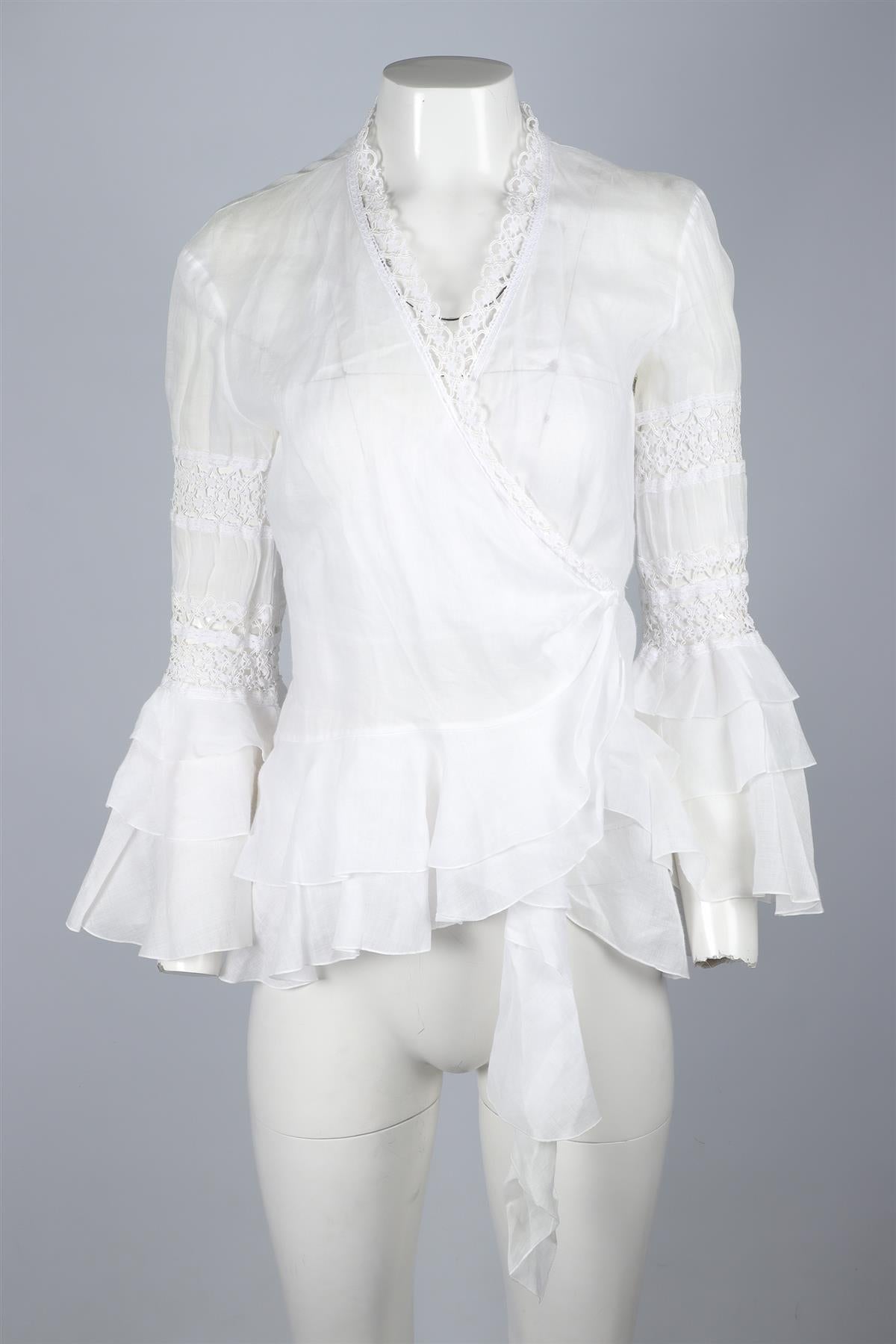 ERMANNO SCERVINO WHITE RAMIE TOP IT 40 UK 8