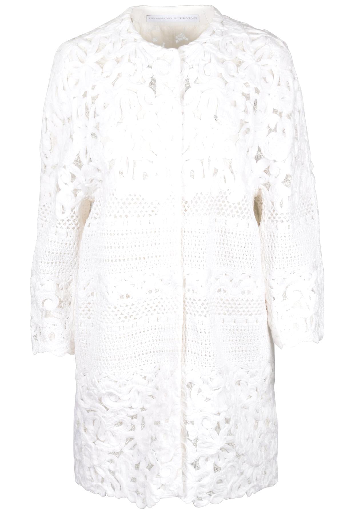 ERMANNO SCERVINO WHITE LACE COAT IT 44 UK 12