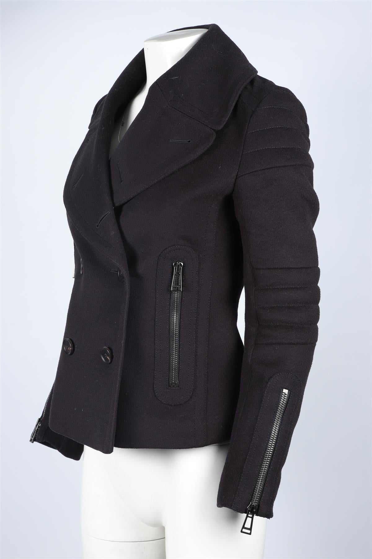BELSTAFF BLACK WOOL COAT IT 40 UK 8