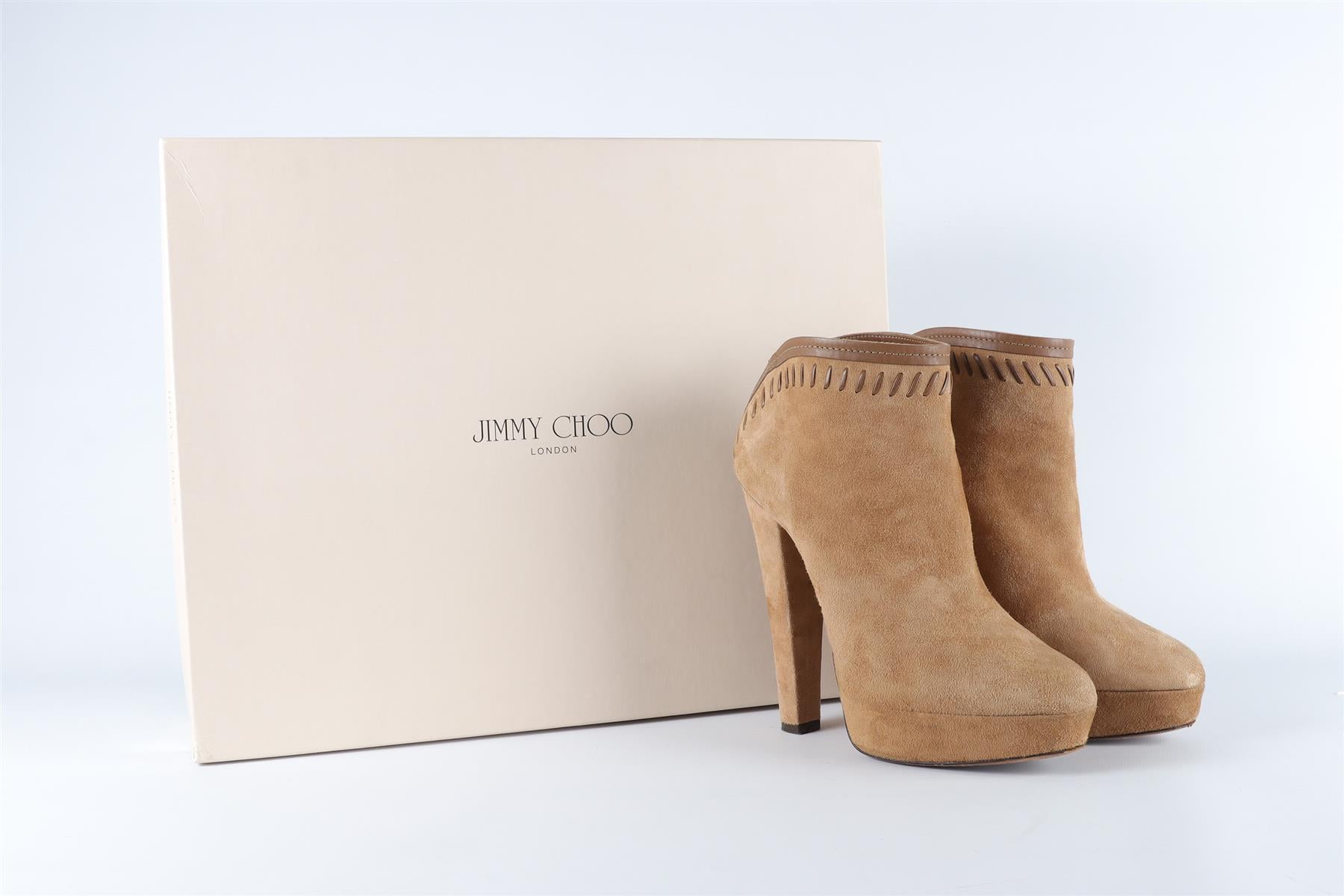 JIMMY CHOO BEIGE SUEDE ANKLE BOOTS EU 38.5, UK 5.5, US 8.5