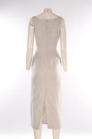 CARL KAPP GREY LINEN MIDI DRESS UK 8