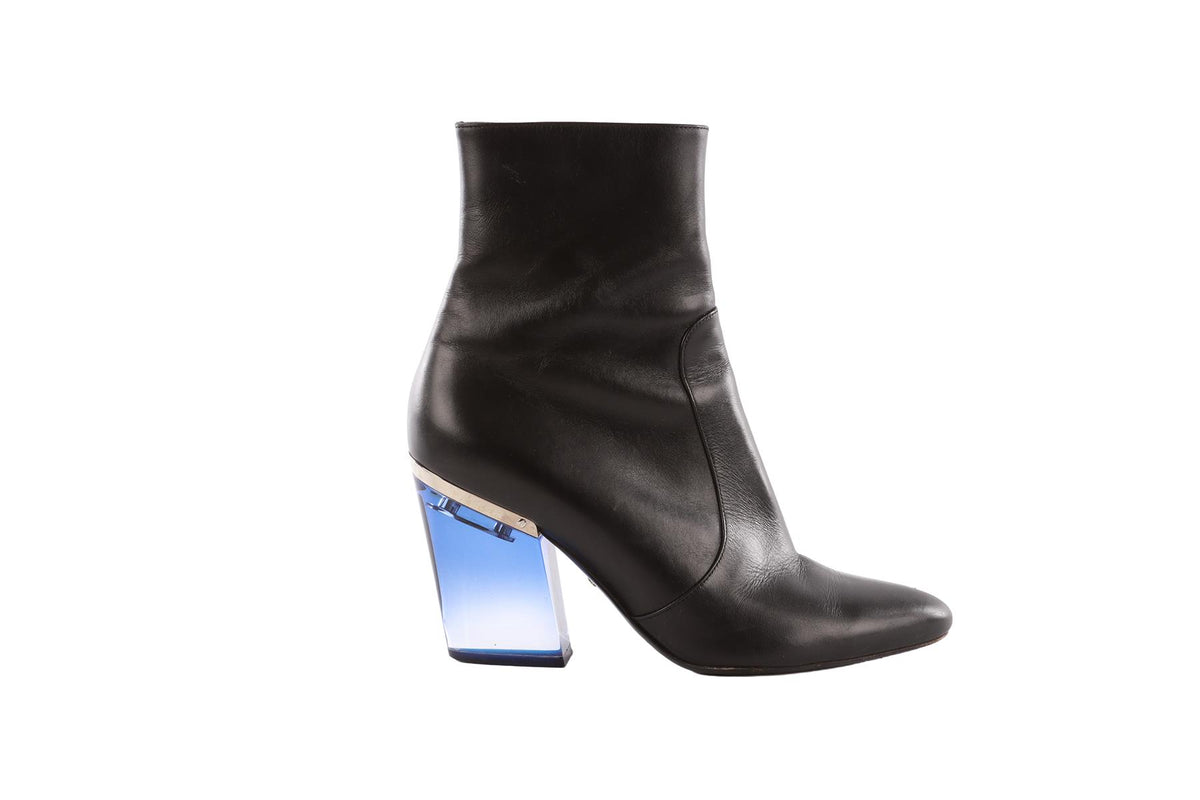 CHRISTIAN DIOR BLACK LEATHER ANKLE BOOTS EU 39 UK 6 US 9