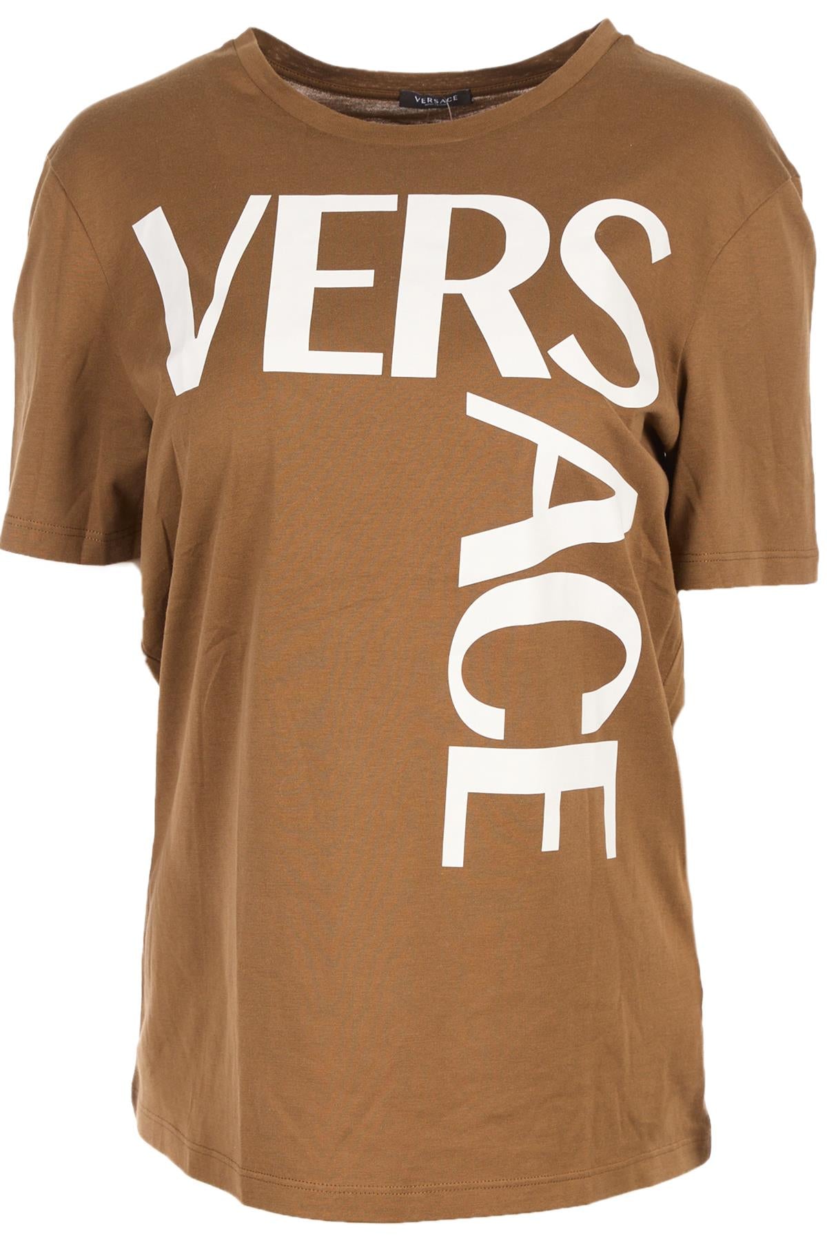 VERSACE KHAKI COTTON T-SHIRT IT 40 UK 8