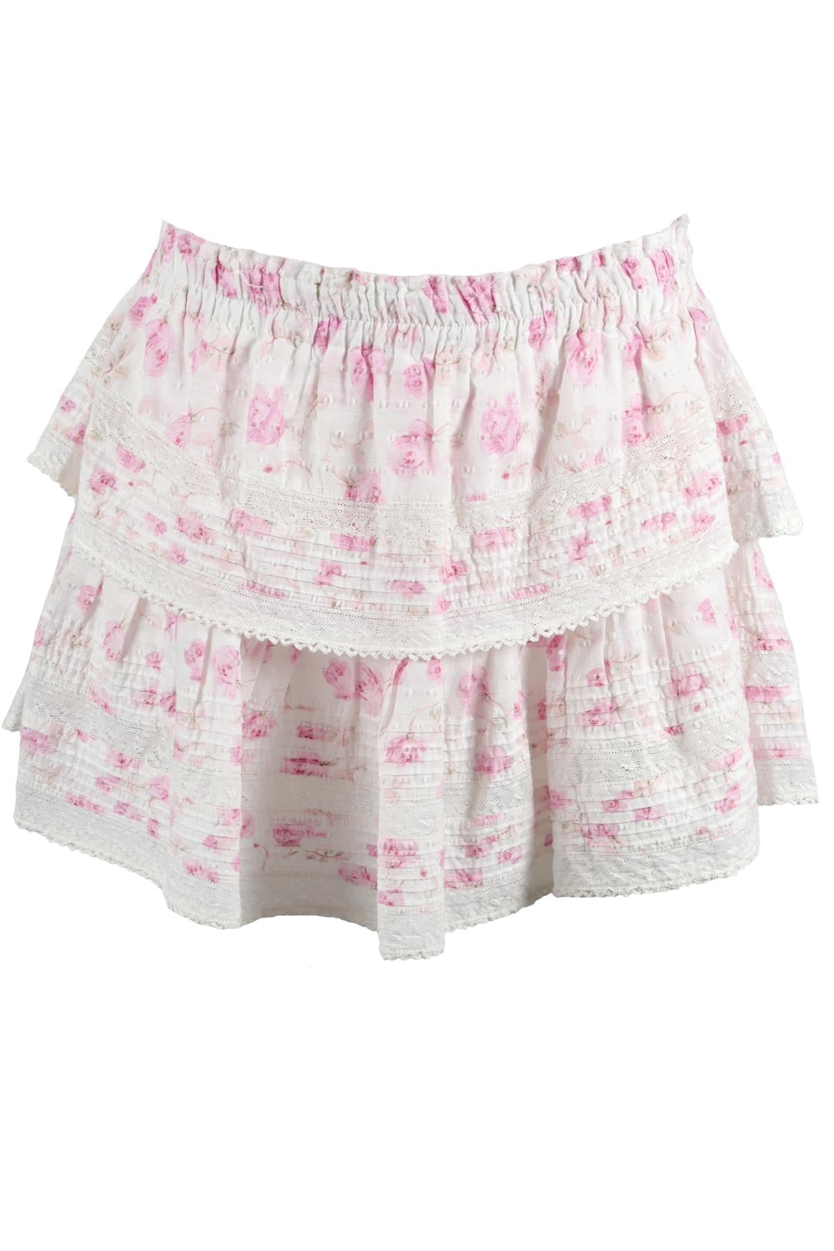LOVESHACKFANCY WHITE COTTON MINI SKIRT MEDIUM