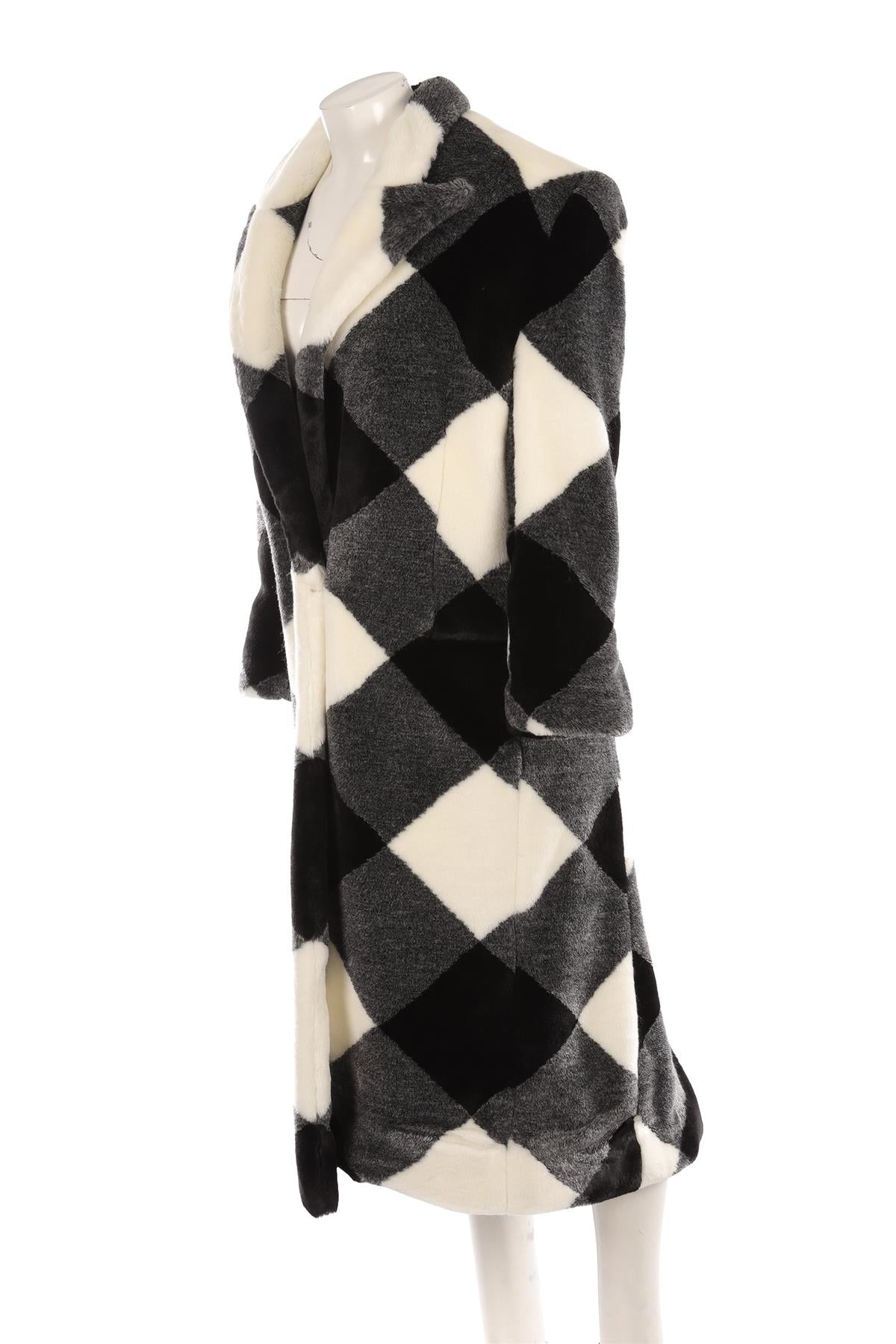 BALMAIN BLACK FAUX FUR COAT FR 36 UK 8