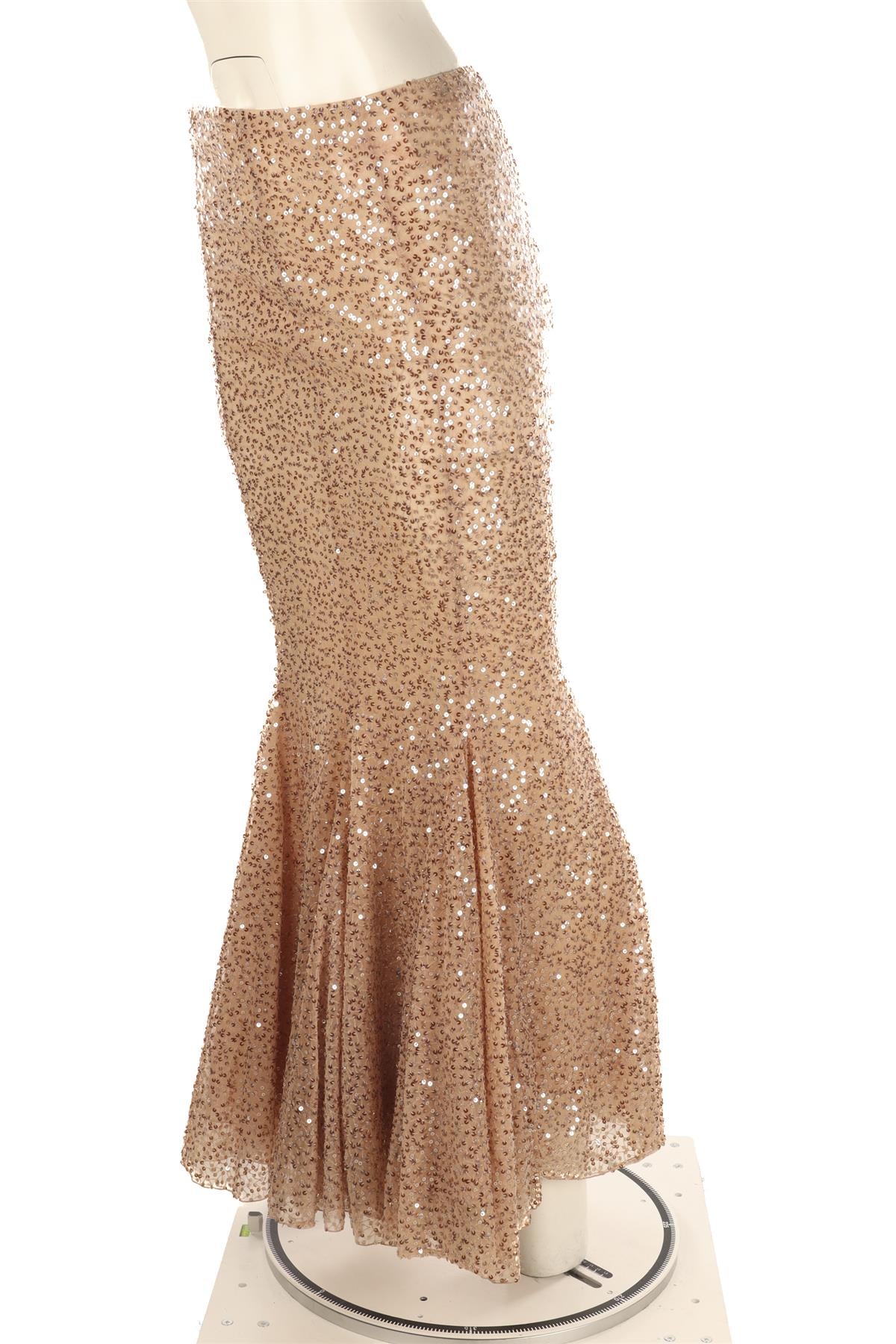 FARAH KHAN NUDE SEQUIN MAXI SKIRT SMALL