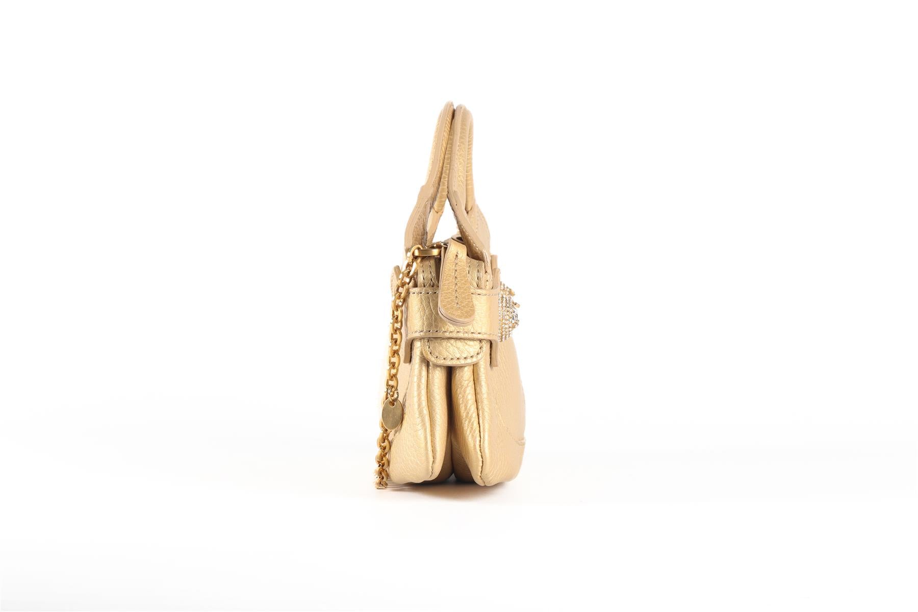 TOD'S GOLD CRYSTAL AND LEATHER SHOULDER BAG