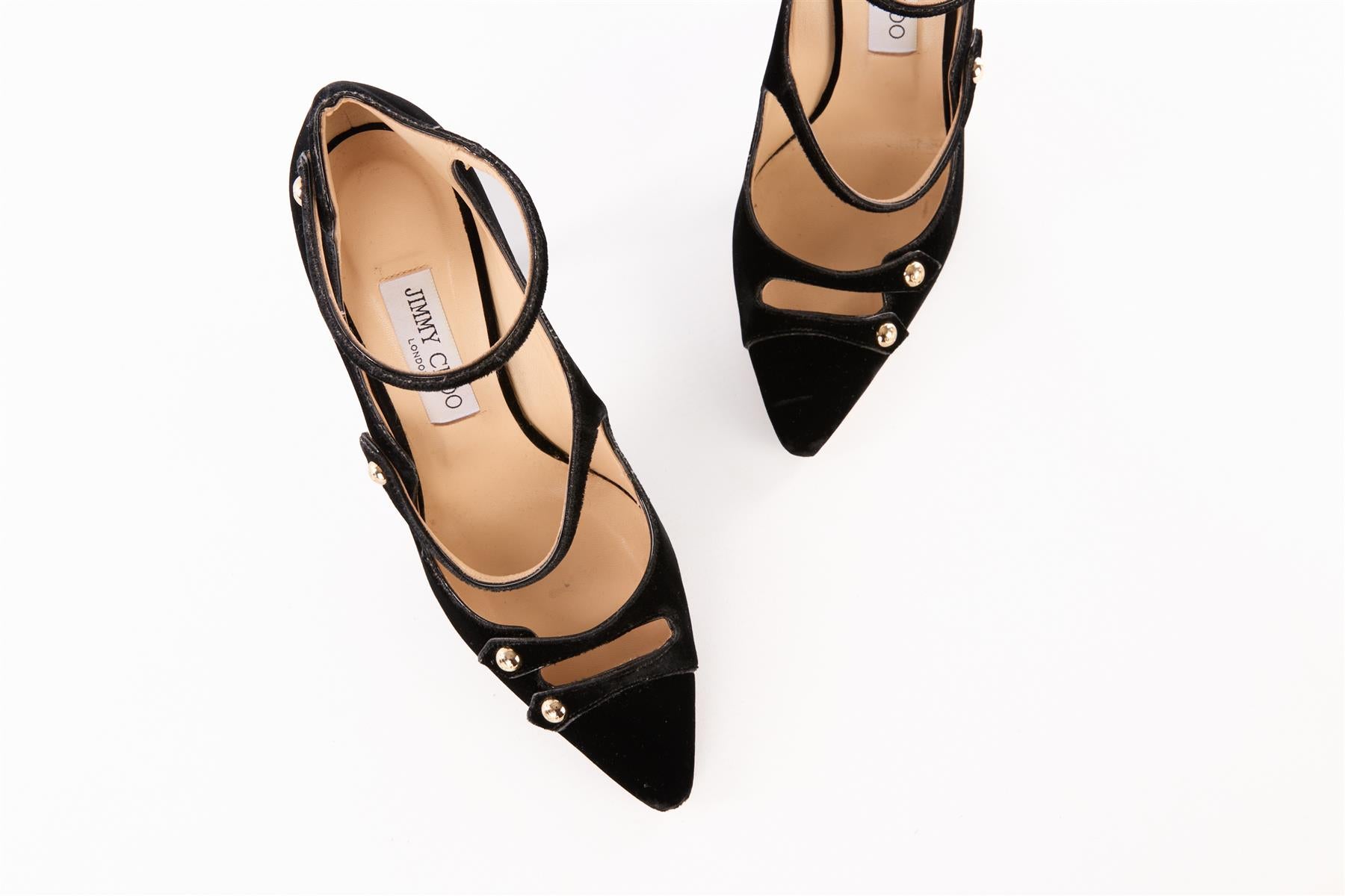 JIMMY CHOO BLACK VELVET PUMPS EU 39 UK 6 US 9