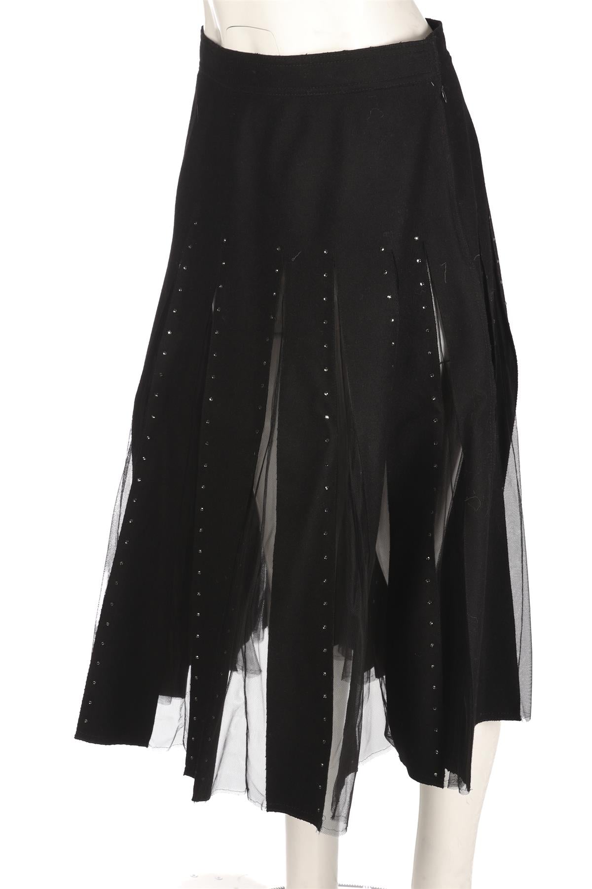 VALENTINO BLACK WOOL MIDI SKIRT W30