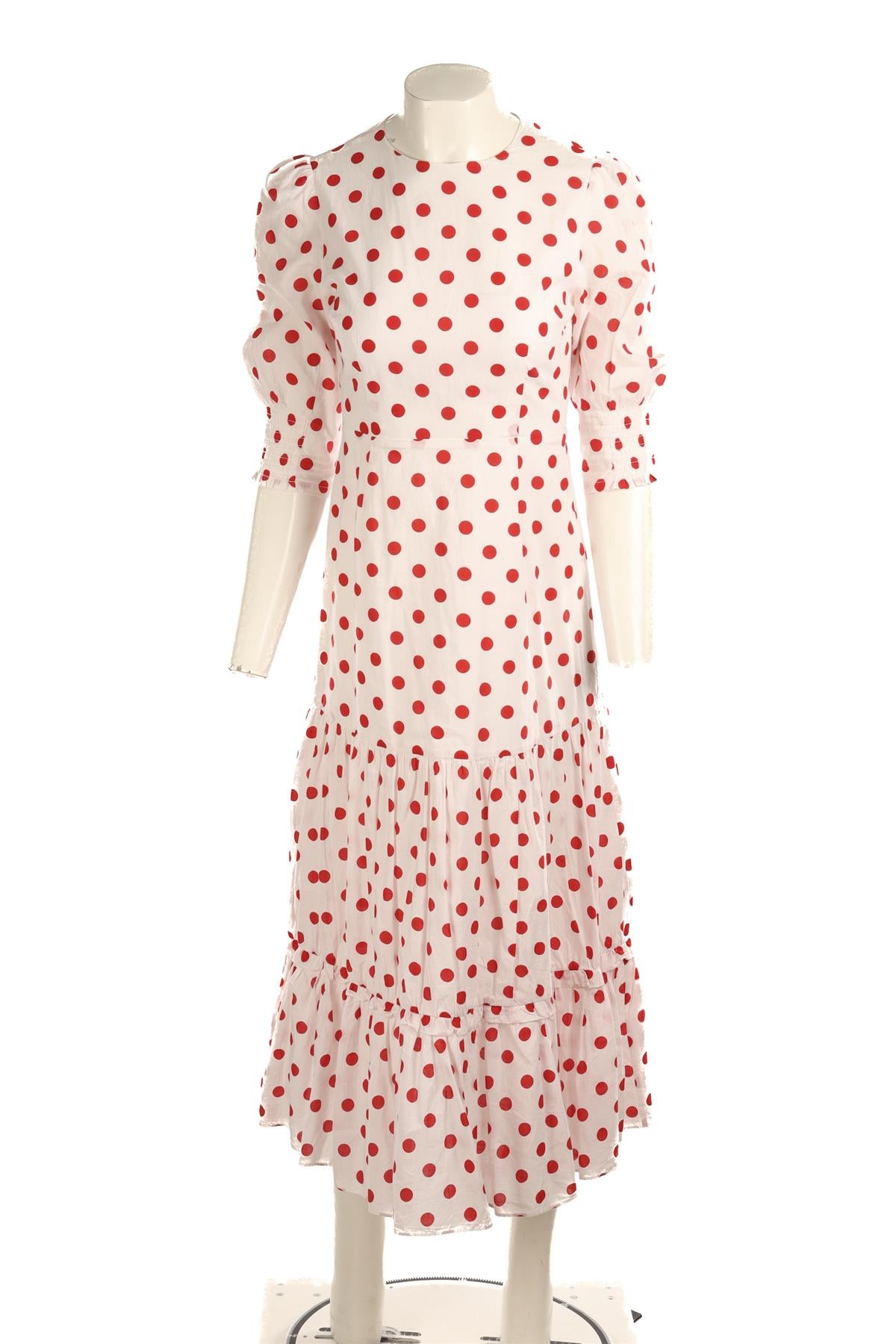 RIXO WHITE COTTON MAXI DRESS XSMALL