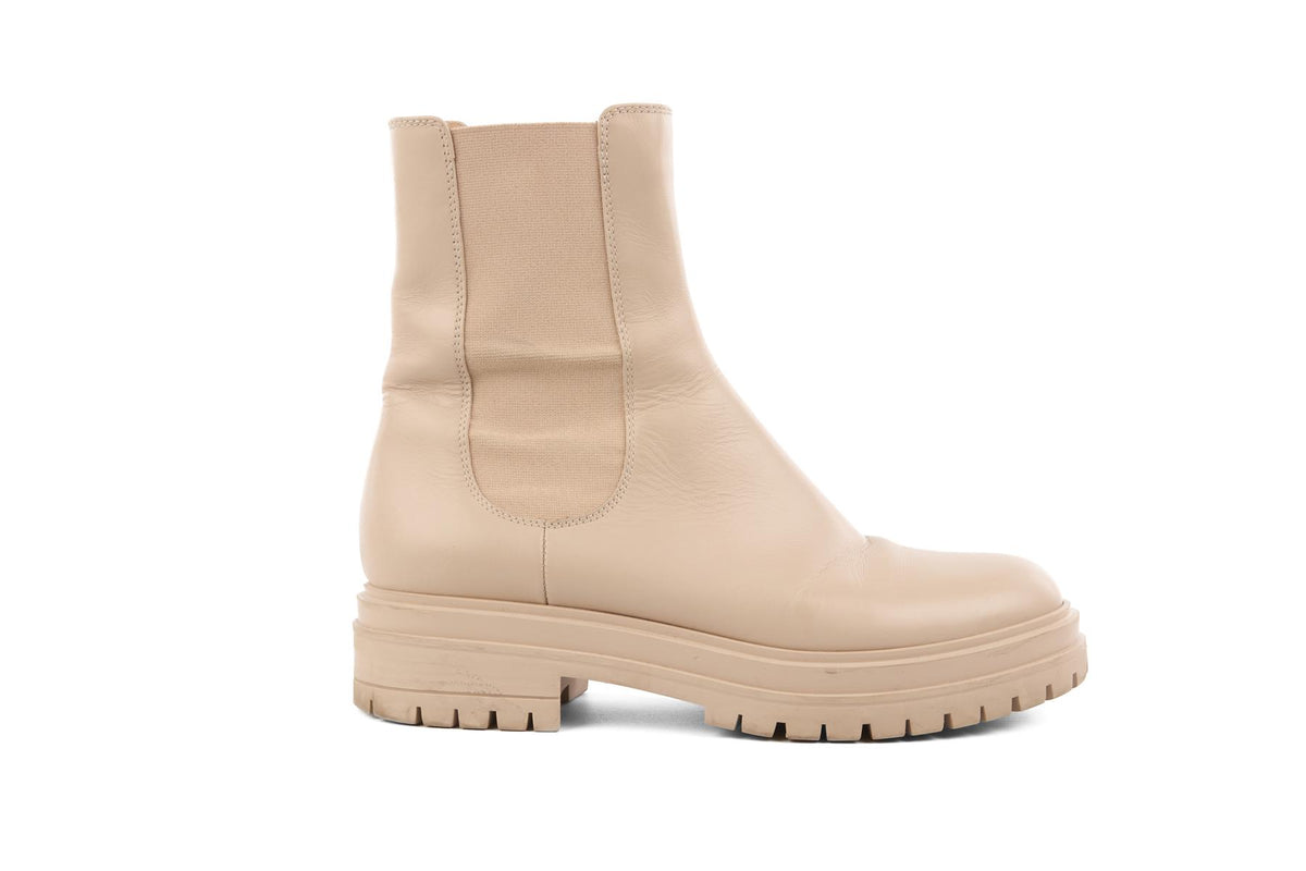 GIANVITO ROSSI BEIGE LEATHER ANKLE BOOTS EU 39 UK 6 US 9