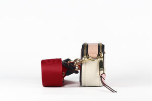 MARC JACOBS RED THE MARC JACOBS SNAPSHOT LEATHER SHOULDER BAG