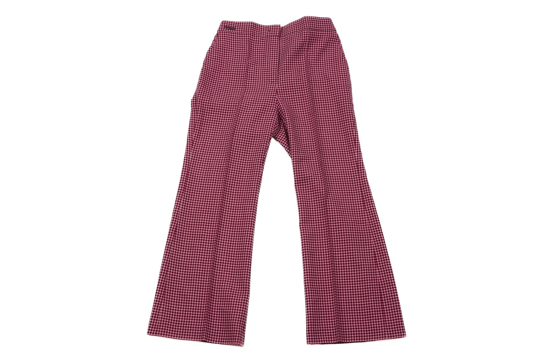 FENDI RED WOOL WIDE LEG PANTS IT 40 UK 8