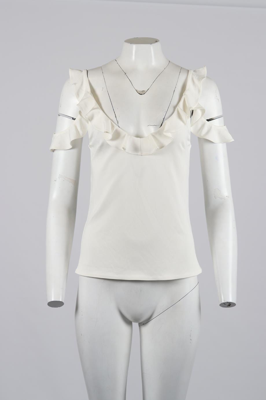 CUSHNIE ET OCHS RUFFLED CREPE TOP US 2 UK 6