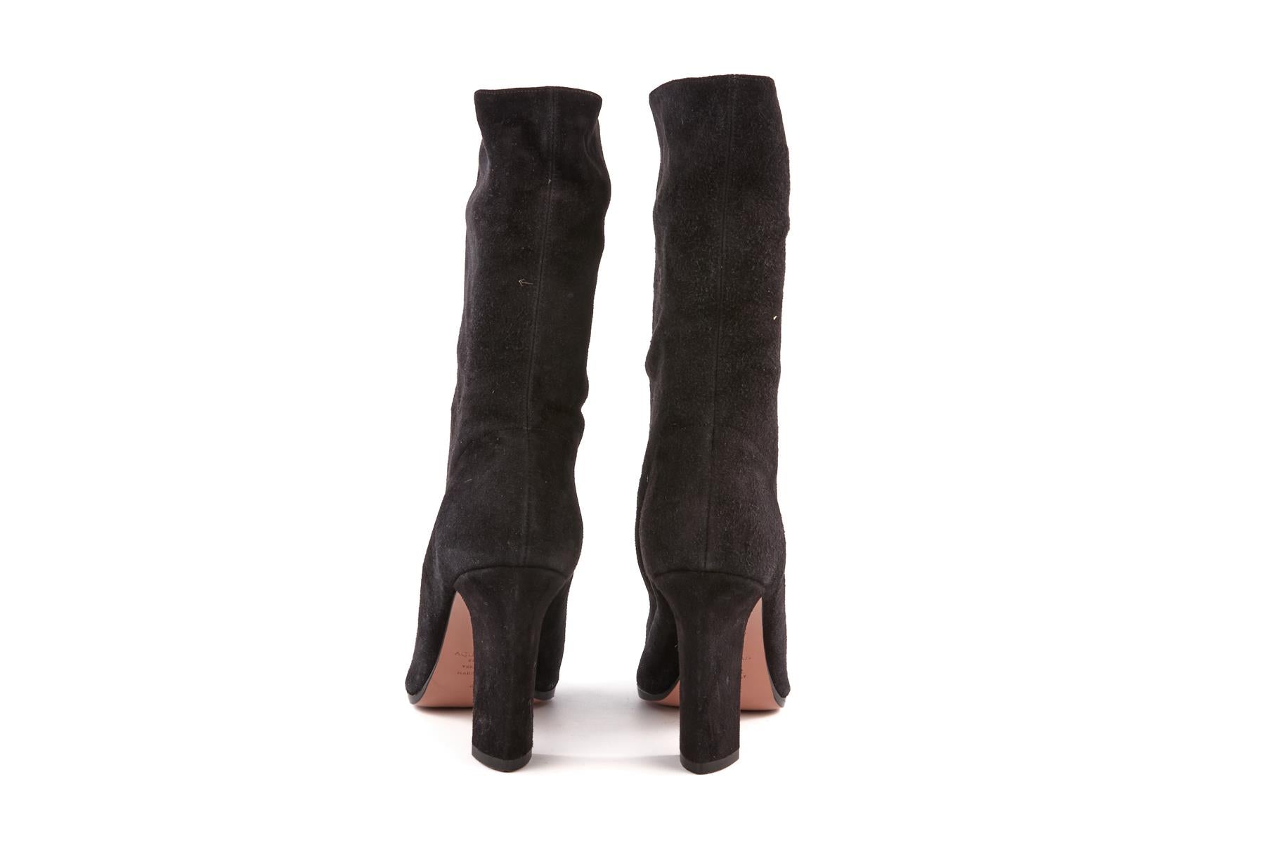 AQUAZZURA BLACK SUEDE ANKLE BOOTS EU 40 UK 7 US 10