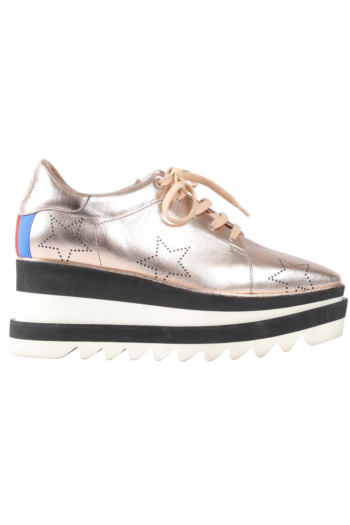 STELLA MCCARTNEY GOLD LEATHER PLATFORM SNEAKERS EU 38 UK 5 US 8